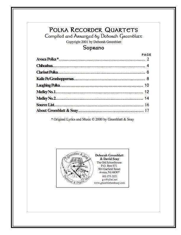Polka Recorder Quartets - Parts Media Greenblatt & Seay