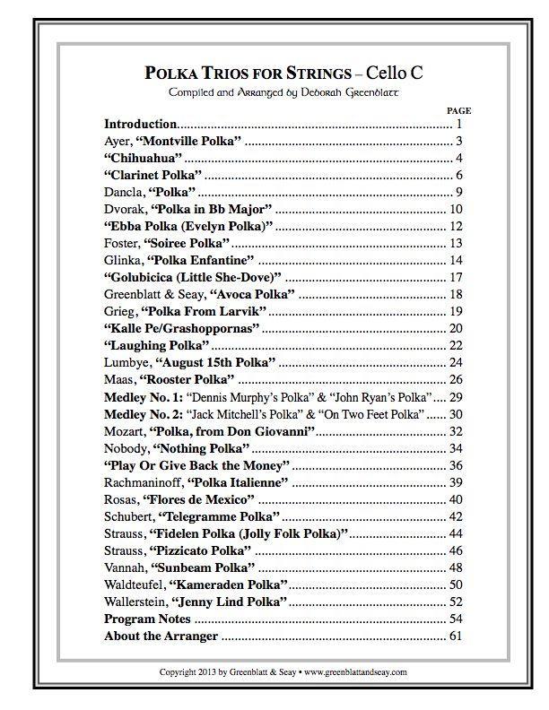 Polka Trios for Strings - Cello C Media Greenblatt & Seay