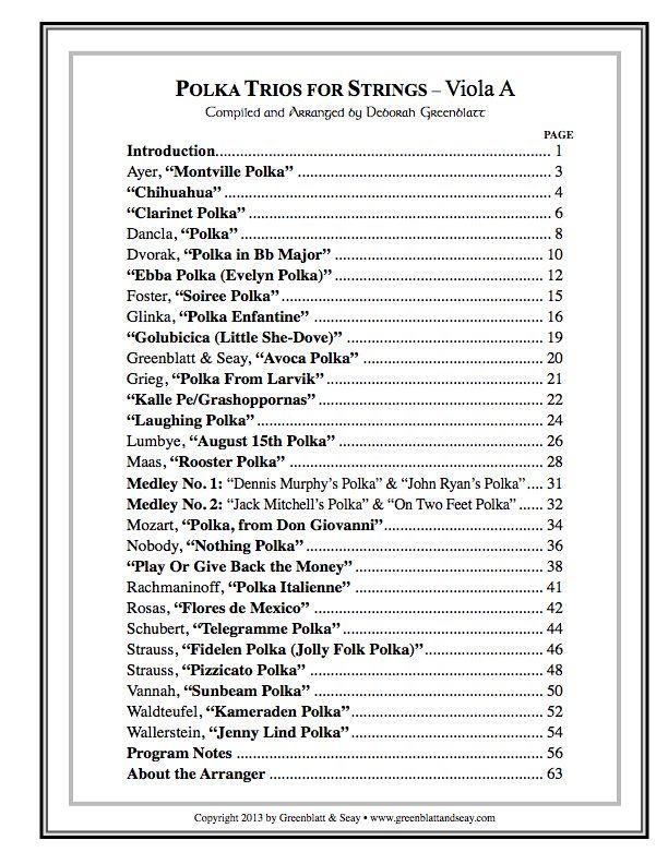 Polka Trios for Strings - Viola A Media Greenblatt & Seay