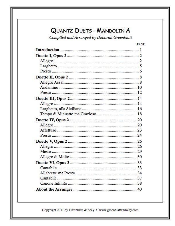 Quantz Duets - Mandolin A Media Greenblatt & Seay