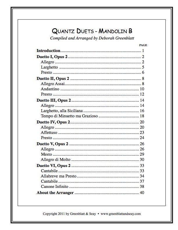 Quantz Duets - Mandolin B Media Greenblatt & Seay