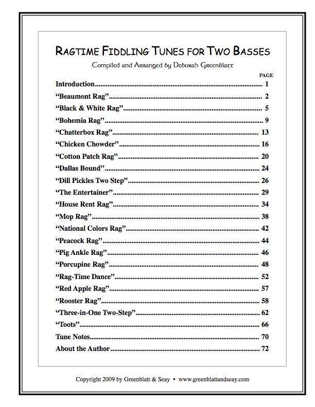 Ragtime Fiddling Tunes for Two Basses Media Greenblatt & Seay