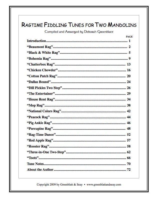 Ragtime Fiddling Tunes for Two Mandolins Media Greenblatt & Seay