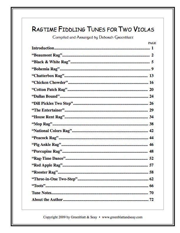 Ragtime Fiddling Tunes for Two Violas Media Greenblatt & Seay