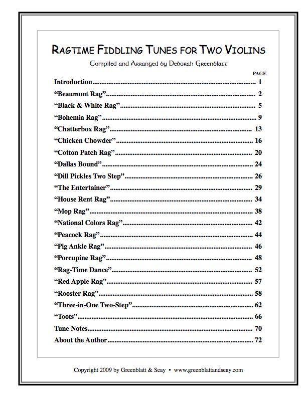 Ragtime Fiddling Tunes for Two Violins Media Greenblatt & Seay