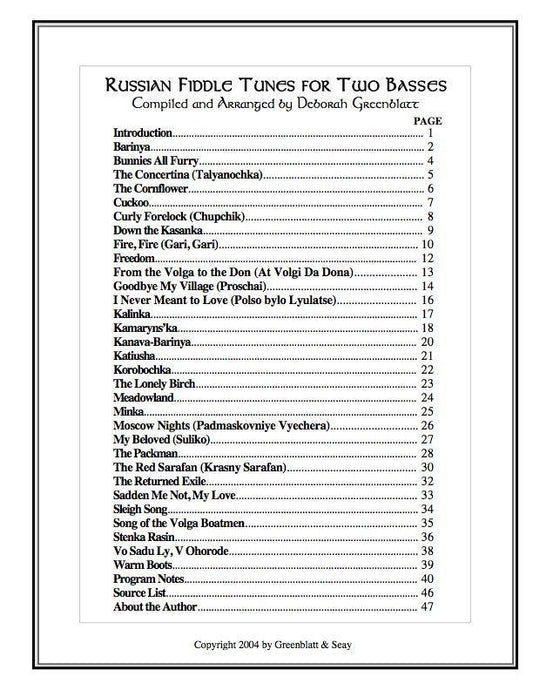 Russian Fiddle Tunes for Two Basses Media Greenblatt & Seay
