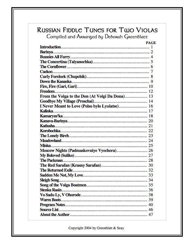 Russian Fiddle Tunes for Two Violas Media Greenblatt & Seay