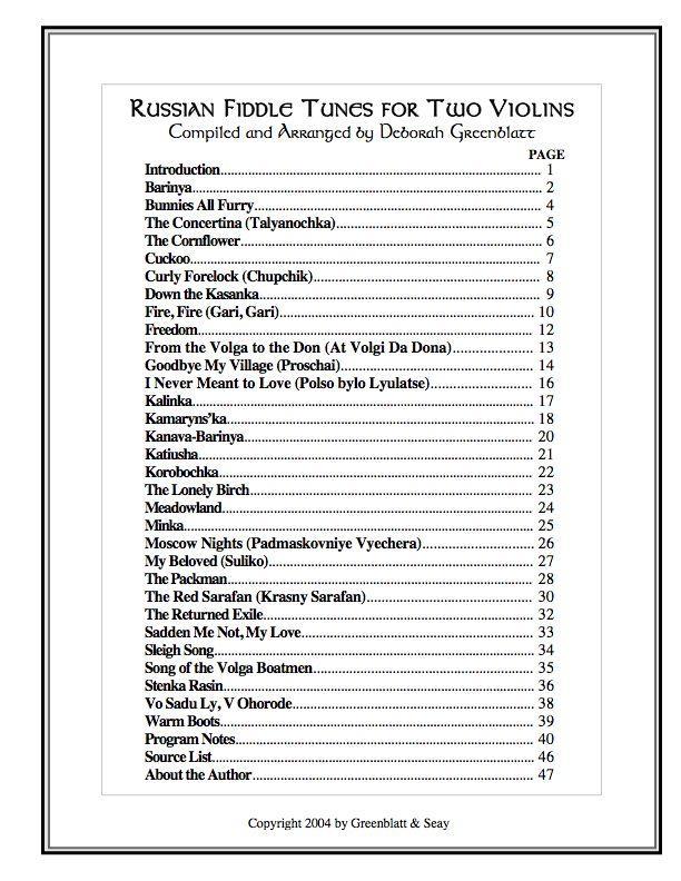 Russian Fiddle Tunes for Two Violins Media Greenblatt & Seay