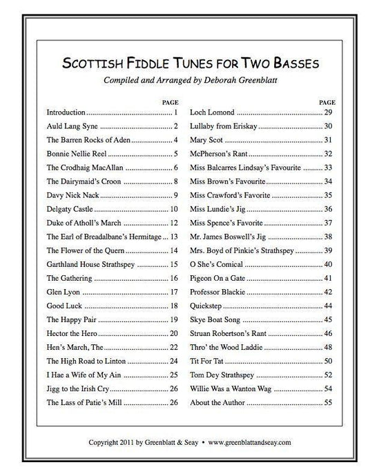 Scottish Fiddle Tunes for Two Basses Media Greenblatt & Seay