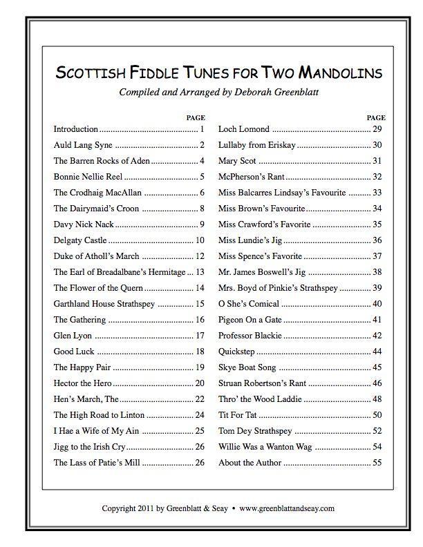 Scottish Fiddle Tunes for Two Mandolins Media Greenblatt & Seay