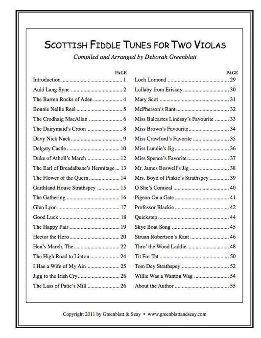 Scottish Fiddle Tunes for Two Violas Media Greenblatt & Seay