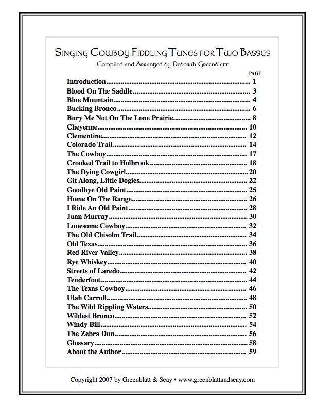 Singing Cowboy Fiddling Tunes for Two Basses Media Greenblatt & Seay