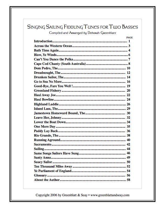 Singing Sailing Fiddling Tunes for Two Basses Media Greenblatt & Seay