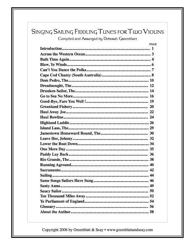 Singing Sailing Fiddling Tunes for Two Violins Media Greenblatt & Seay