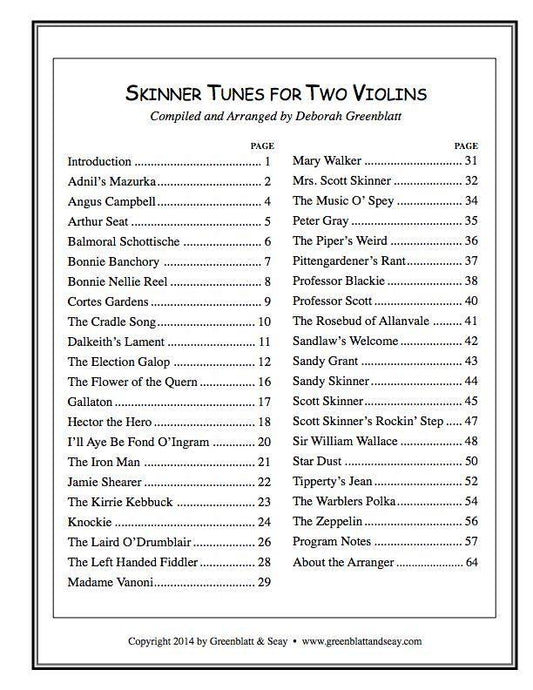 Skinner Tunes for Two Violins Media Greenblatt & Seay