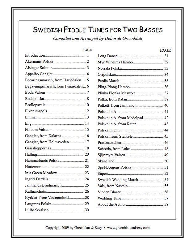 Swedish Fiddle Tunes for Two Basses Media Greenblatt & Seay