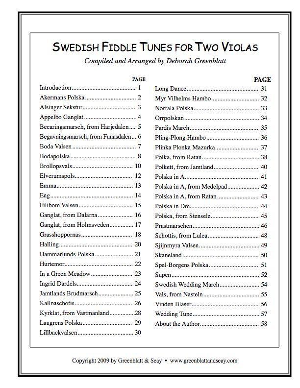 Swedish Fiddle Tunes for Two Violas Media Greenblatt & Seay