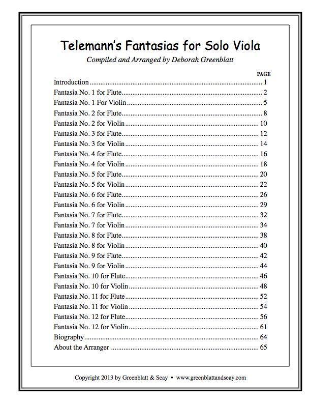 Telemann's Fantasias for Solo Viola Media Greenblatt & Seay