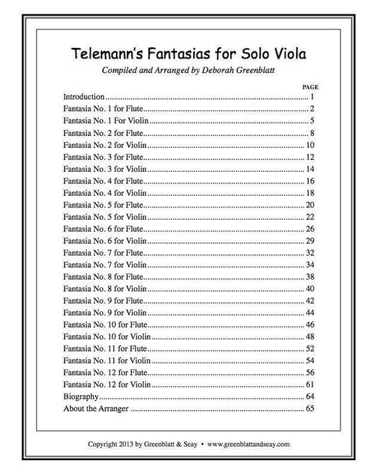 Telemann's Fantasias for Solo Viola Media Greenblatt & Seay