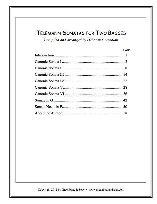 Telemann Sonatas for Two Basses Media Greenblatt & Seay