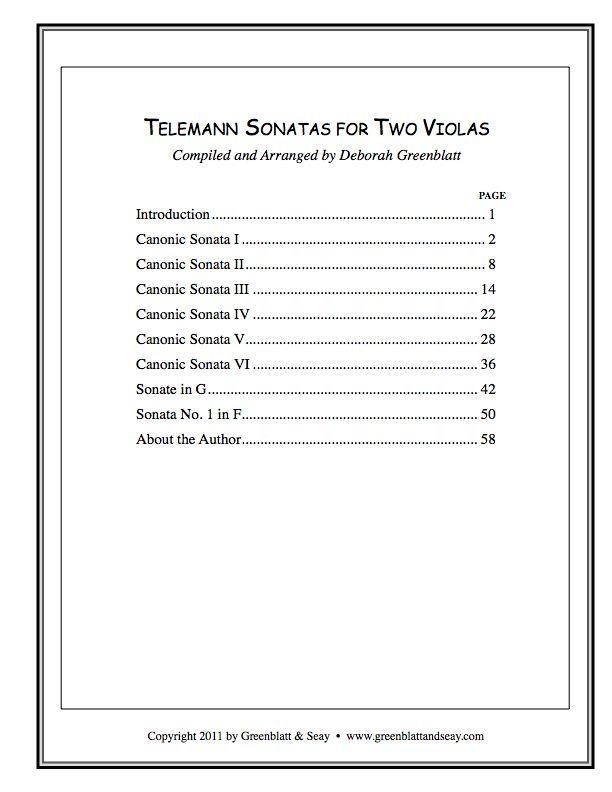 Telemann Sonatas for Two Violas Media Greenblatt & Seay