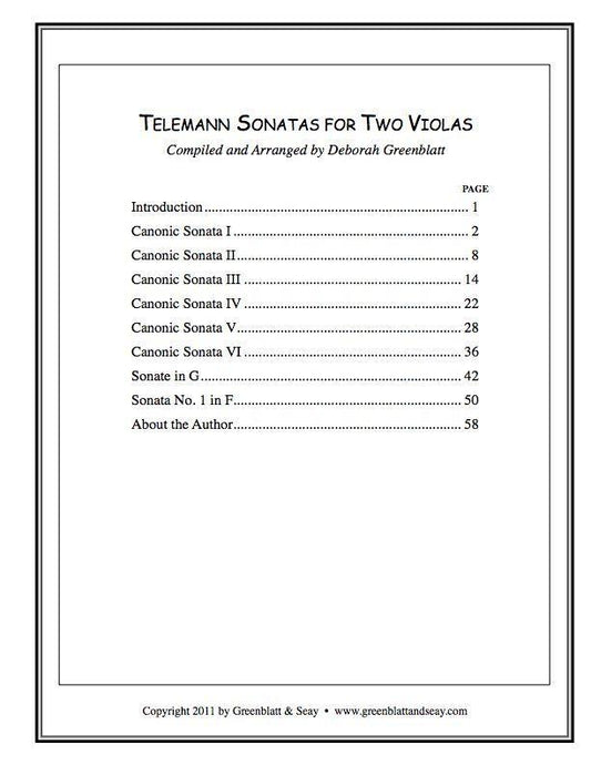 Telemann Sonatas for Two Violas Media Greenblatt & Seay