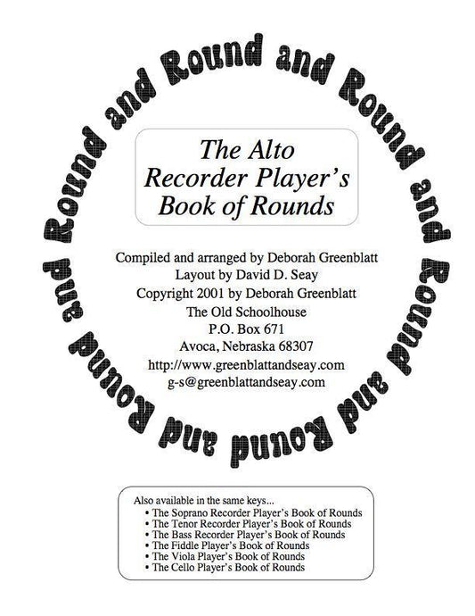 The Alto Recorder Player's Book of Rounds Media Greenblatt & Seay