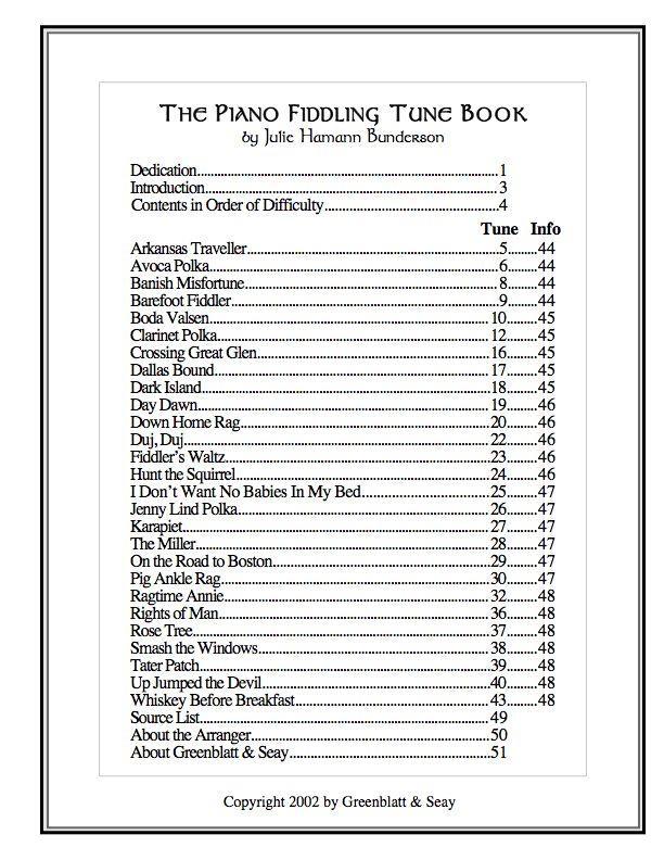 The Piano Fiddling Tune Book Media Greenblatt & Seay