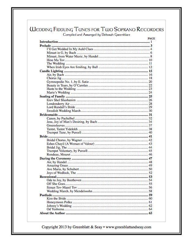 Wedding Fiddling Tunes for Two Soprano Recorders Media Greenblatt & Seay