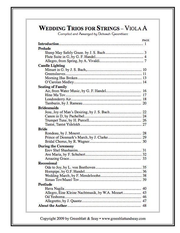 Wedding Trios for Strings Viola A Media Greenblatt & Seay