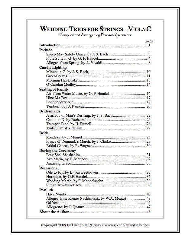 Wedding Trios for Strings Viola C Media Greenblatt & Seay