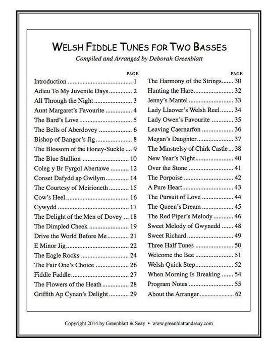 Welsh Fiddle Tunes for Two Basses Media Greenblatt & Seay