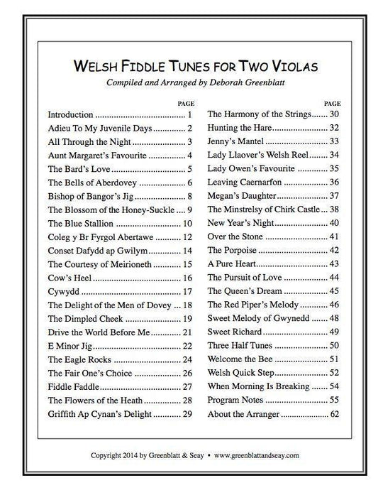 Welsh Fiddle Tunes for Two Violas Media Greenblatt & Seay