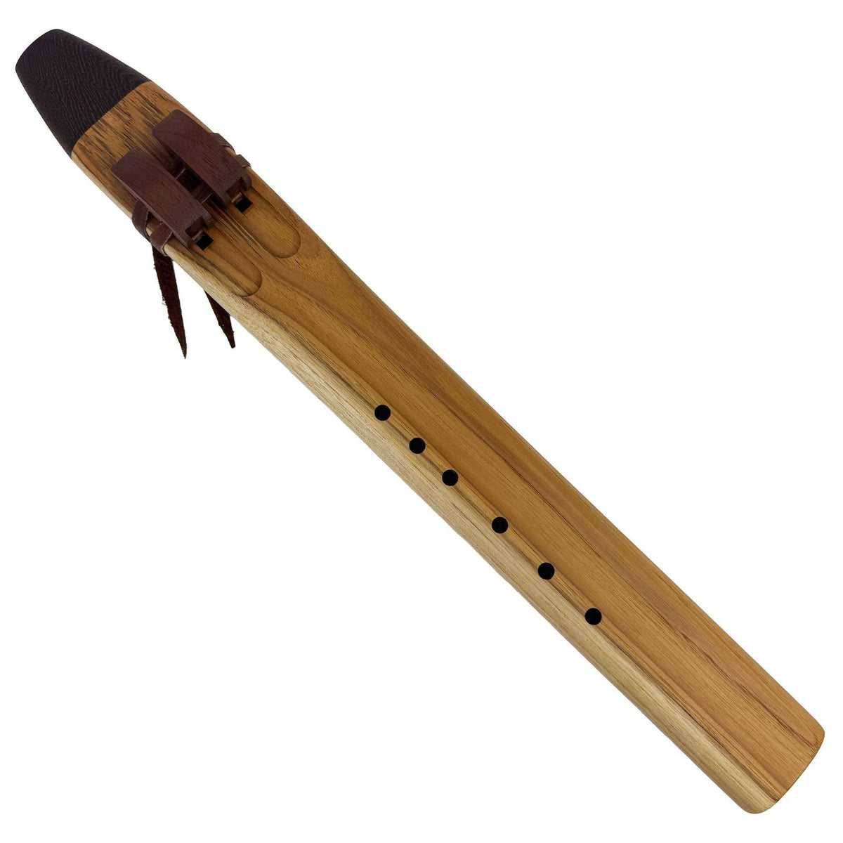 Native American Drone Flute in F minor by Nash Tavewa, Teak with Wenge Mouthpiece 