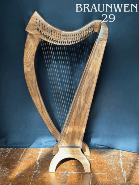 Stoney End Braunwen 29 String Harp Finished, with full levers