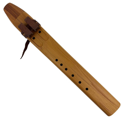 Native American Drone Flute in G minor by Nash Tavewa, Teak with Zebrawood Mouthpiece 