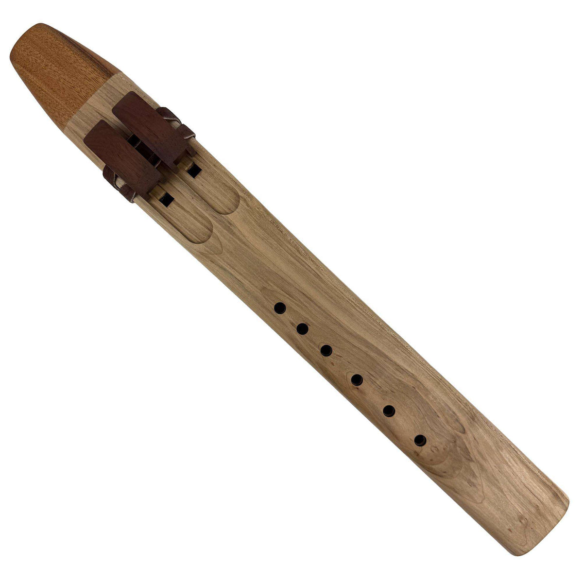 Native American Drone Flute in A minor by Nash Tavewa, Maple with Zebrawood Mouthpiece 