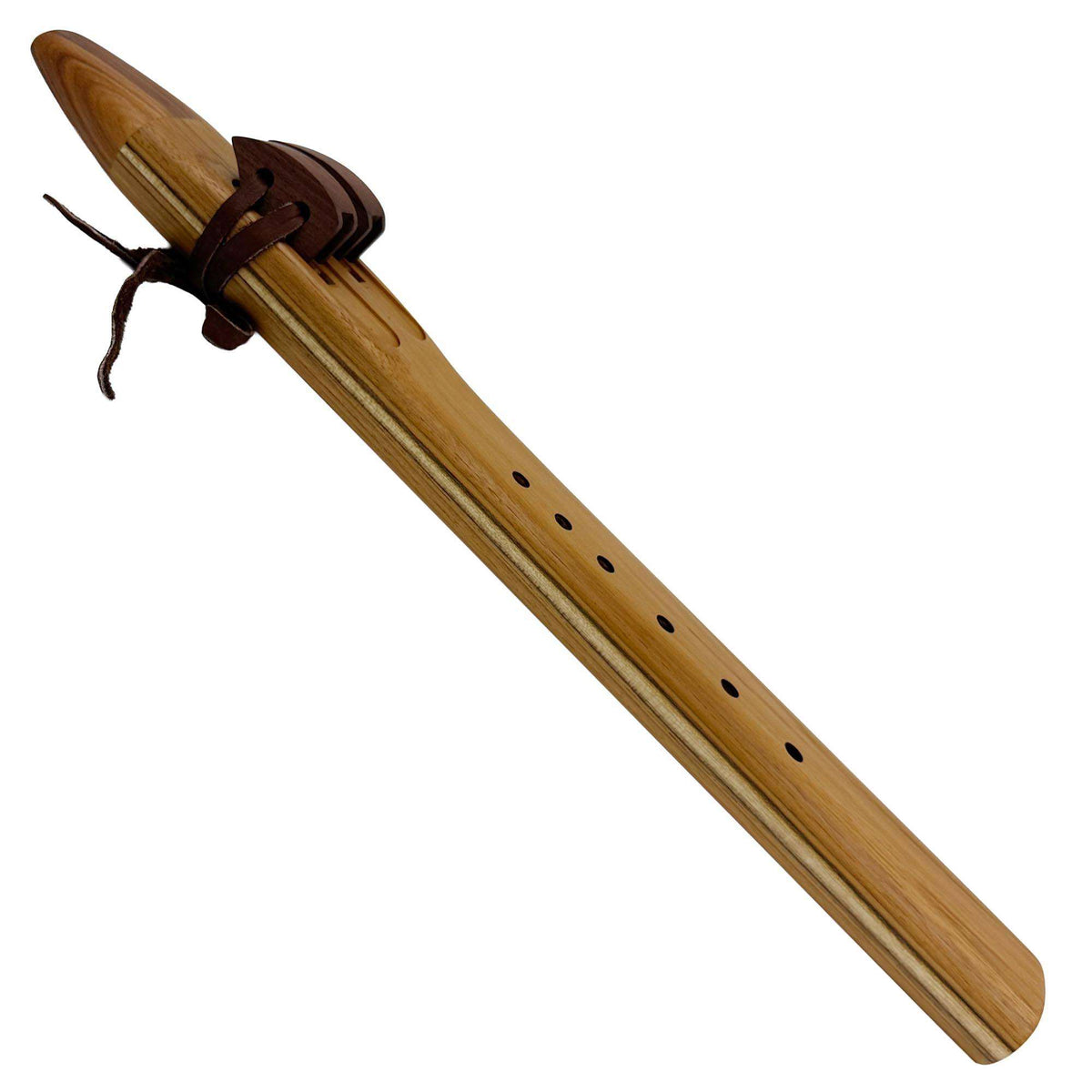 Native American Drone Flute in G minor by Nash Tavewa, Teak with Zebrawood Mouthpiece 