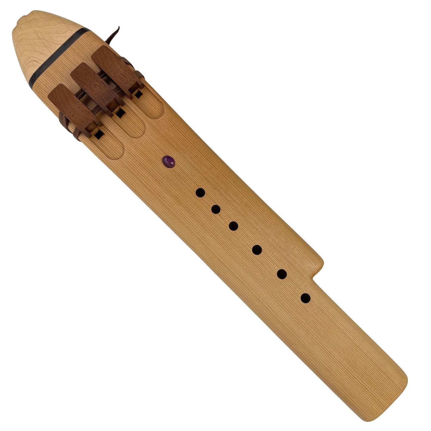 Native American Harmony Triple Flute in D and G by Nash Tavewa, Red Cedar with Maple Mouthpiece 