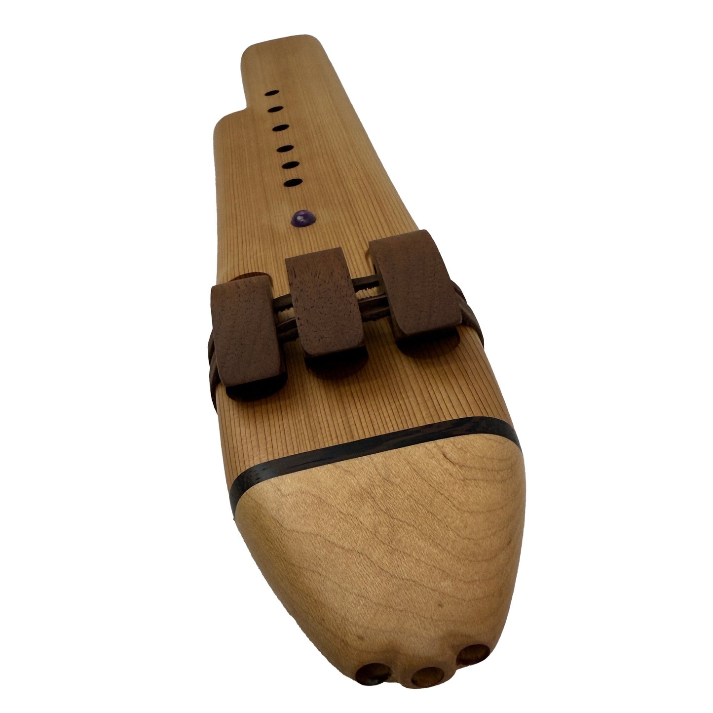 Native American Harmony Triple Flute in D and G by Nash Tavewa, Red Cedar with Maple Mouthpiece 