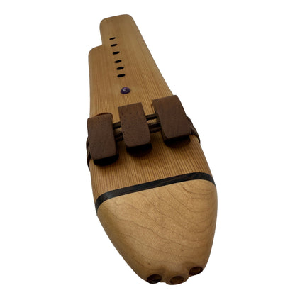 Native American Harmony Triple Flute in D and G by Nash Tavewa, Red Cedar with Maple Mouthpiece 