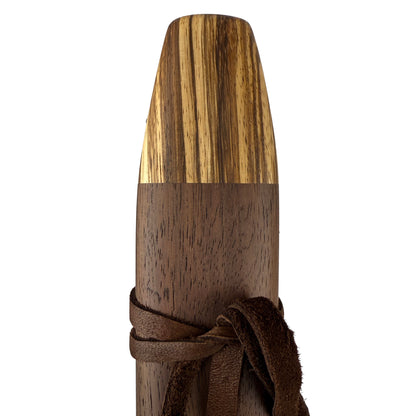 Native American Drone Flute in A minor by Nash Tavewa, Peruvian Black Walnut with Zebrawood Mouthpiece