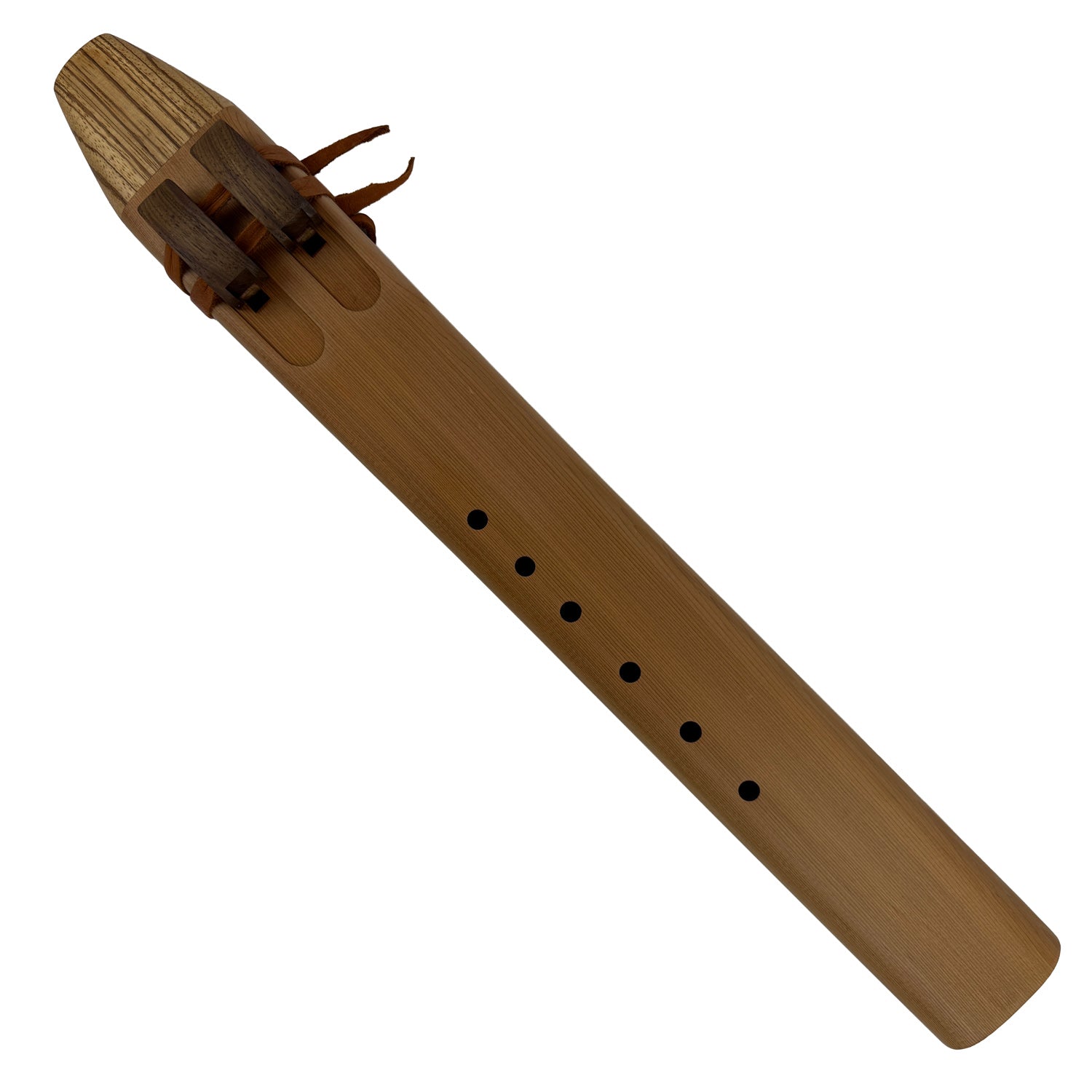 Native American Drone Flute in E minor by Nash Tavewa, Red Cedar with Zebrawood Mouthpiece 