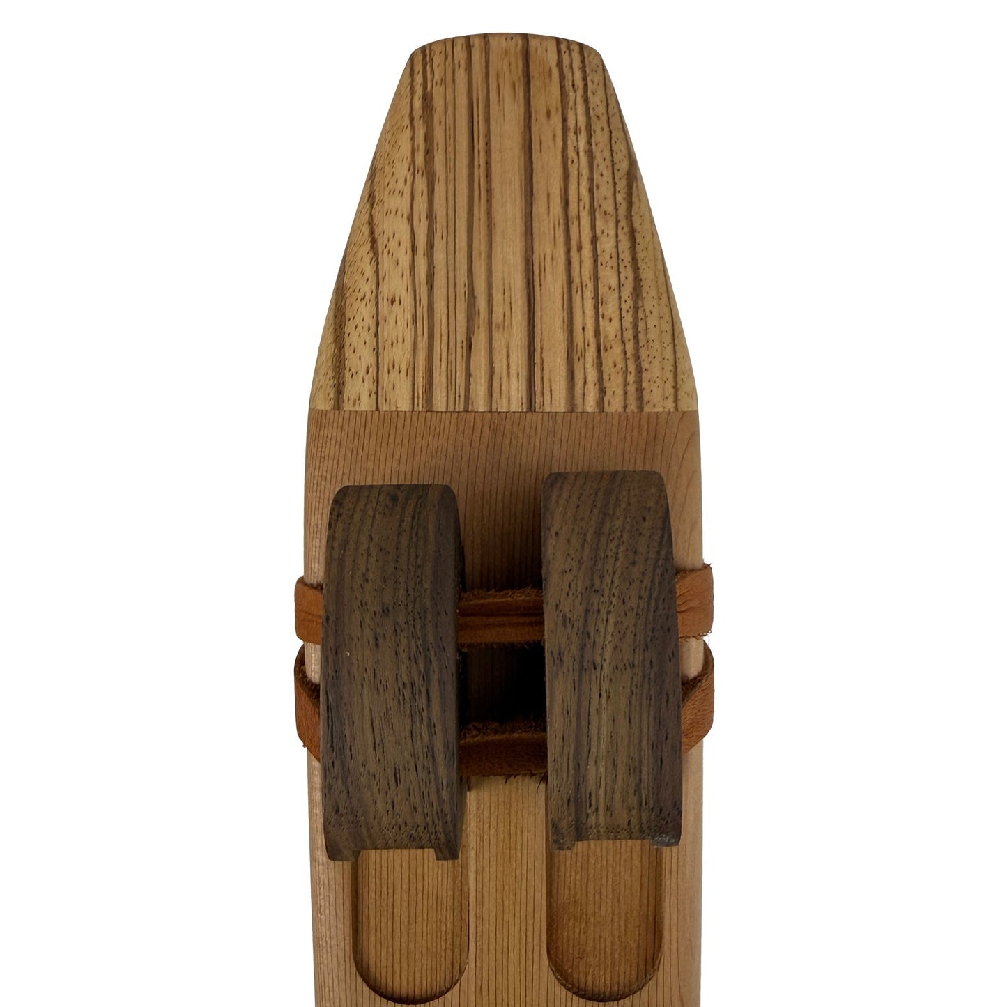 Native American Drone Flute in E minor by Nash Tavewa, Red Cedar with Zebrawood Mouthpiece 