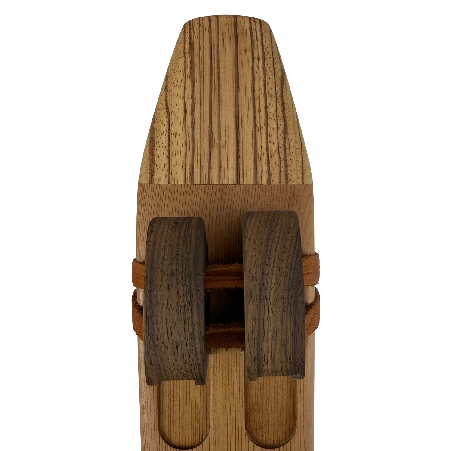 Native American Drone Flute in E minor by Nash Tavewa, Red Cedar with Zebrawood Mouthpiece 