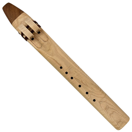 Native American Drone Flute in F minor by Nash Tavewa, Curly Maple with Acacia Mouthpiece 