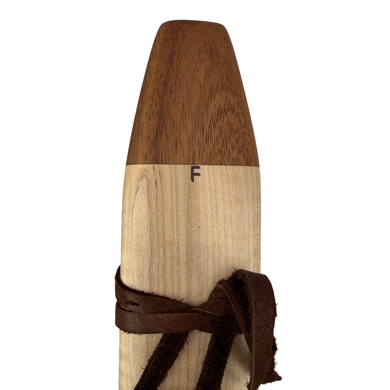 Native American Drone Flute in F minor by Nash Tavewa, Curly Maple with Acacia Mouthpiece 