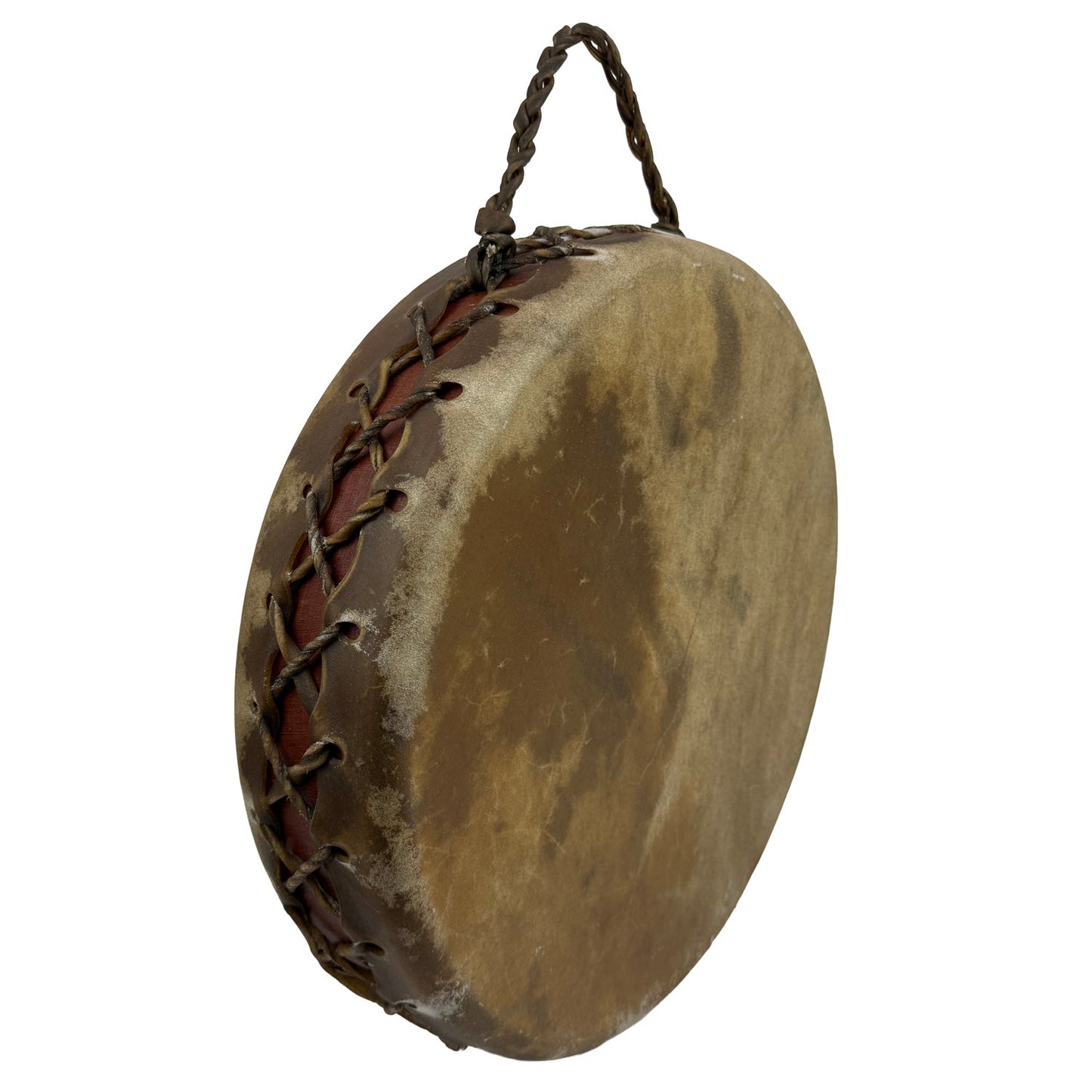 Bison Hide Hand Drum, Double-Sided, 16-inch, with Beater, by Nash Tavewa 