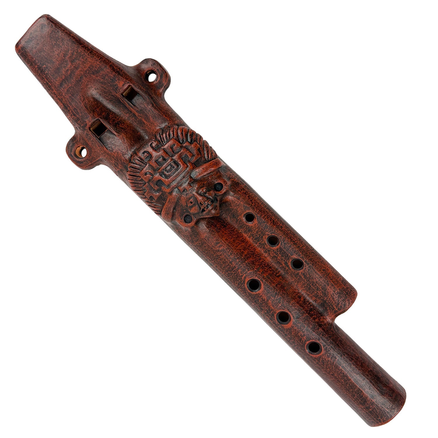 Native American Teotihuacan Harmony Clay Flute in G and D,  by Nash Tavewa 
