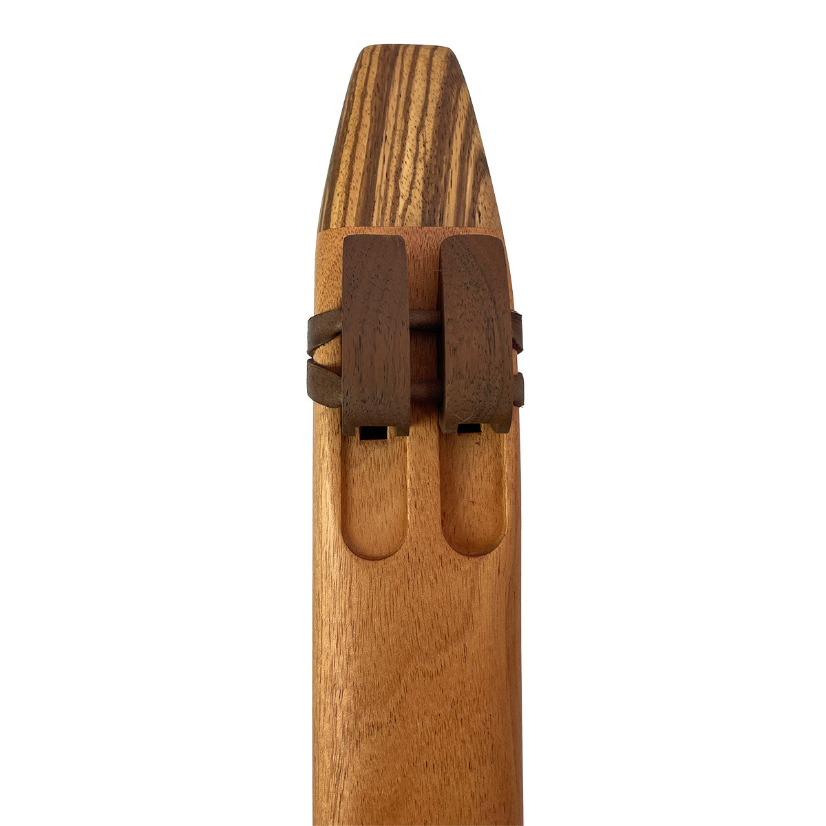 Native American Harmony Double Flute in E minor and B minor by Nash Tavewa, Mahogany with Zebrawood Mouthpiece Native American Flutes Nash Tavewa   